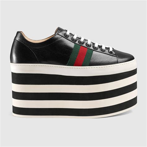 gucci black sneakers women's|Gucci platform sneakers black.